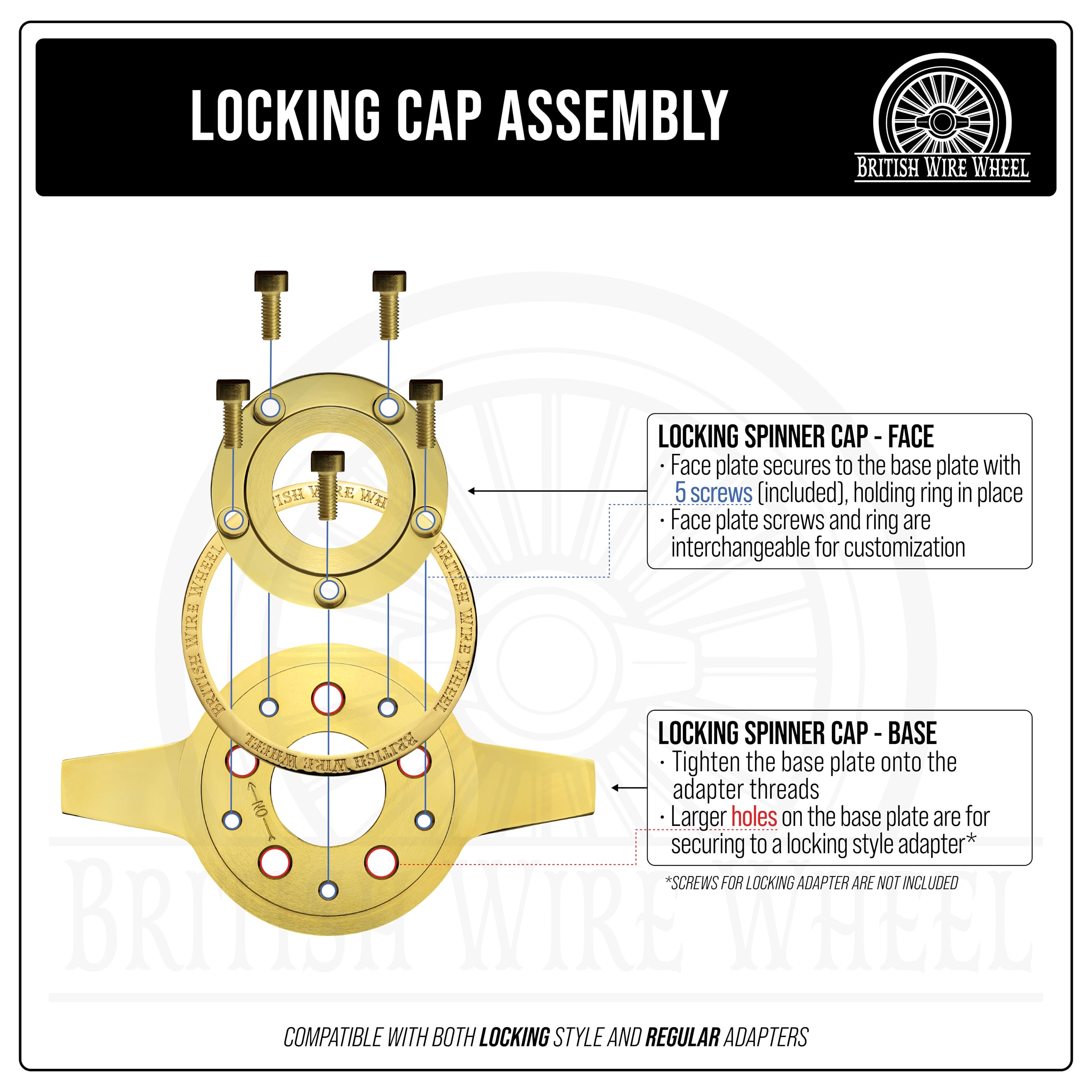 Amazon.com: British Wire Wheel 2 Bar Zenith 24K Gold Locking Knock 