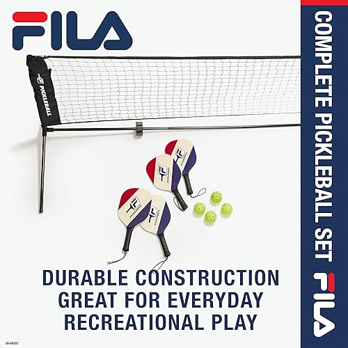 Miniatura 6 de FILA Accessories Juego de red de pickleball - Incluye 4 paletas de pickleball con 4 bolas de tamaño reglamentario para exteriores y red de malla de