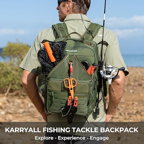 Miniatura 8 de KastKing Karryall - Mochila para aparejos de pesca con soportes para caña, 4 cajas de aparejos, almacenamiento grande de 40 L, bolsa de pesca