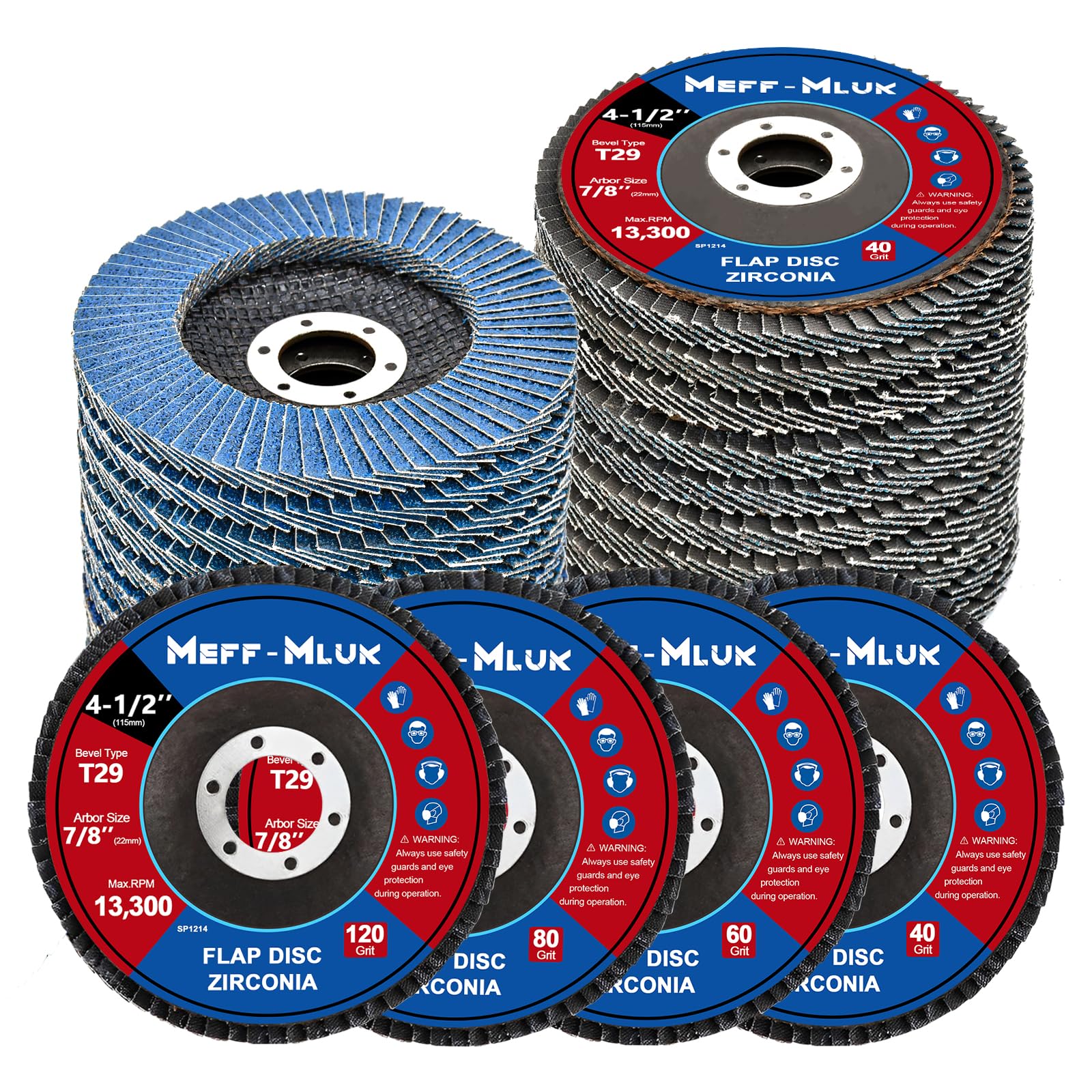 40 Pack Flap Discs 115mm Grinding Discs 40/60/80/120 Grit 29 Type Angle Grinder Discs for Angle Grinder to Sanding Grinding Polishing Metal Wood Stainless Steel