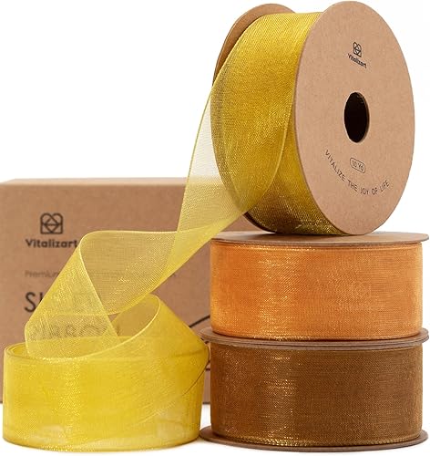 Miniatura 11 de Vitalizart - Cinta de gasa verde salvia de organza, cinta transparente de 1 pulgada x 30 yardas, cintas de tela hechas a mano para envolver regalos