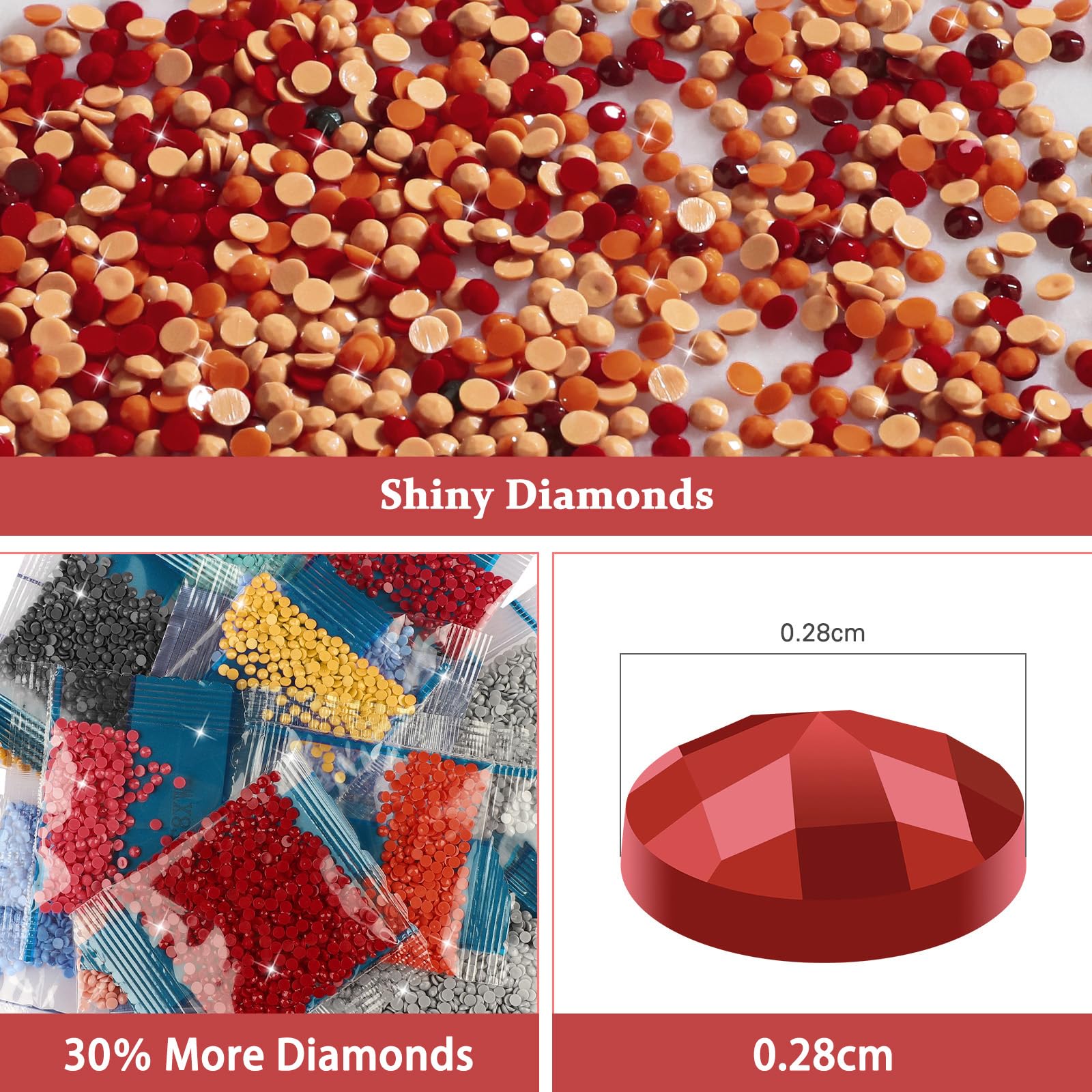 CEOVR Diamond Painting Kits Adults,30x40 cm Mosaic Diamond Painting for Beginners,5D DIY Gem Art Set (red Green Pink) - Image 4
