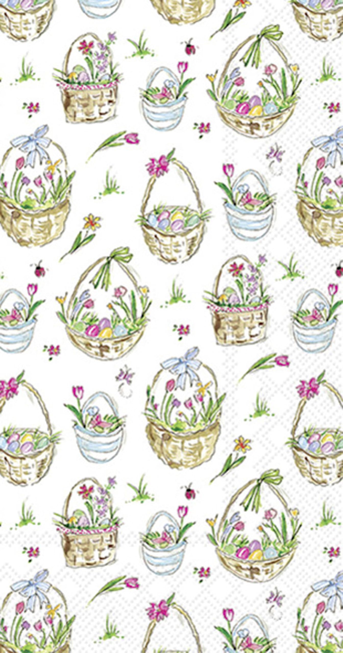 IHR Ideal Home Range Dinner Napkins Disposable 3-Ply Paper Hand Towels, 8.25" x 4.5", Easter Basket, 16-Count