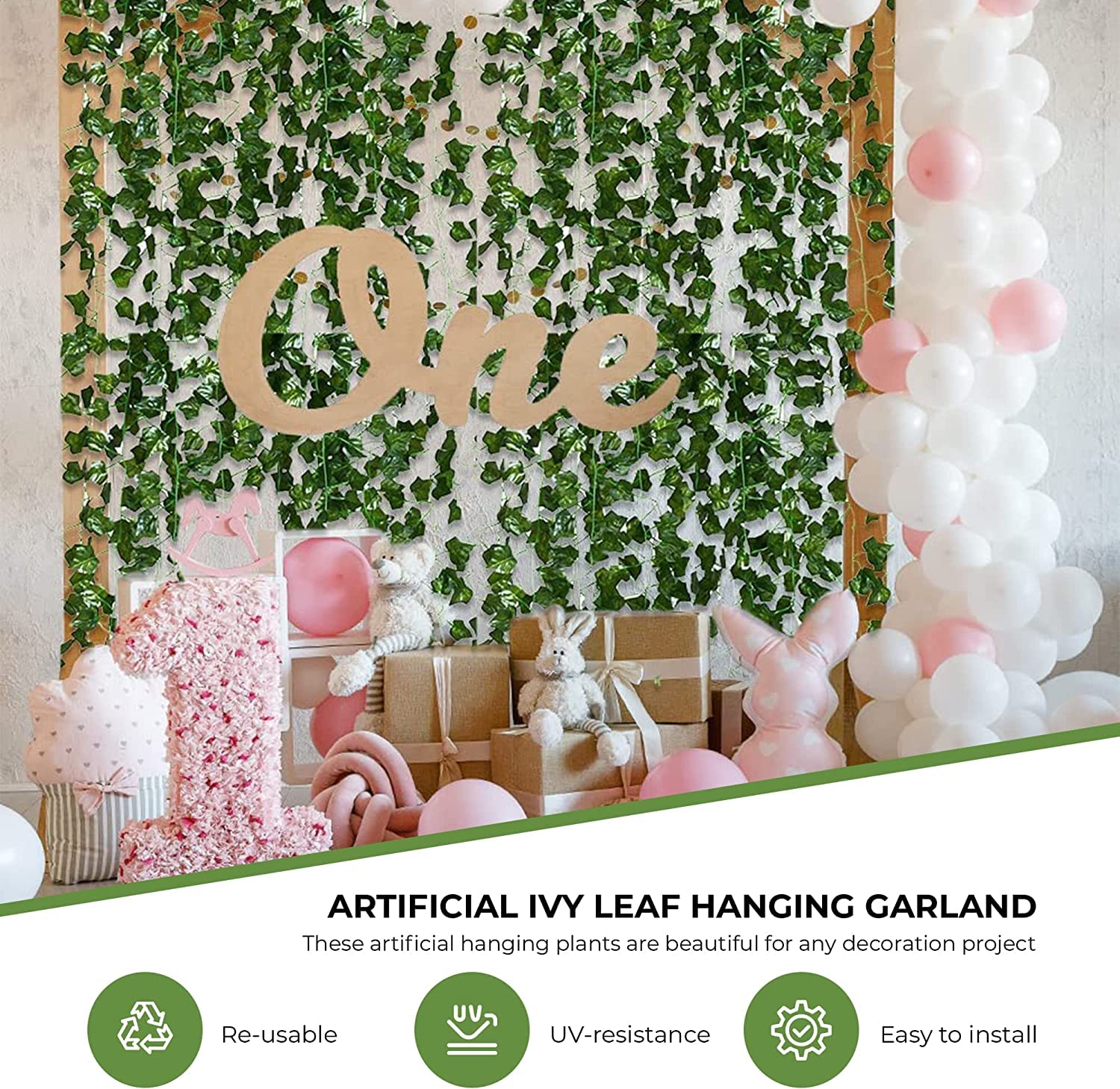 Pelle & Sol 18-Pack Ivy Garland Artificial - Fake Ivy Fake Vines Artificial Ivy UV Resistant 126 Ft Fake Leaves Fake Vines with Fake Leaves for Bedroom - 18-Pack