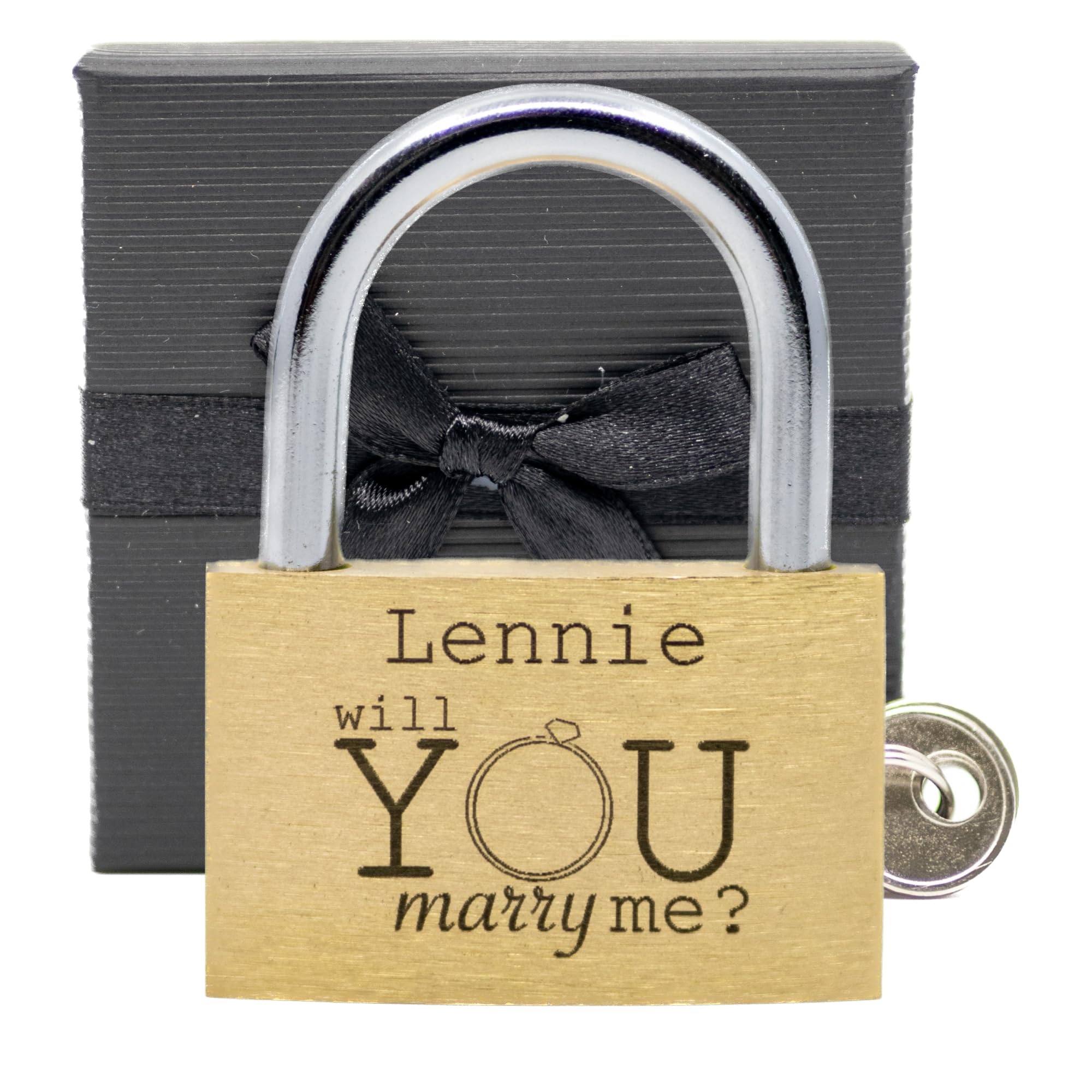 Engraved Love Padlock, 23 Styles, Bold Permanent Engraving + Gift Box. 40mm. Locks of Love ♡ (Proposal (with Name), 40mm)