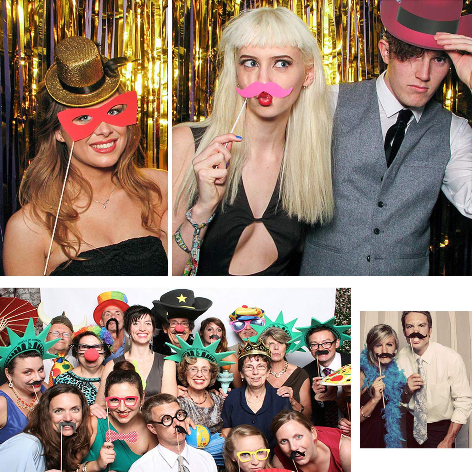 Kit Accessoires Photomaton 89 Pièces Fodlon | Pour Mariage, Fête Et Selfies Déguisées