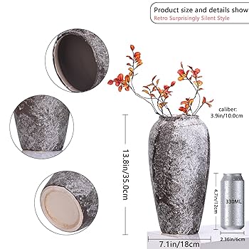 Amazon.co.jp: 高さ13.8インチの石の花瓶、素朴なホーム