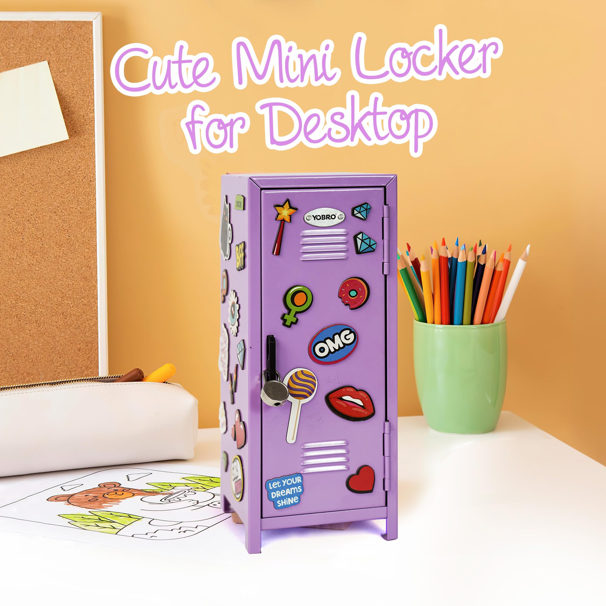YOBRO Mini-Metallspind mit Schloss – Funktionaler Safe mit Magneten für Schreibtisch, Schlafzimmer, Büro & Schule (Purpur‌)