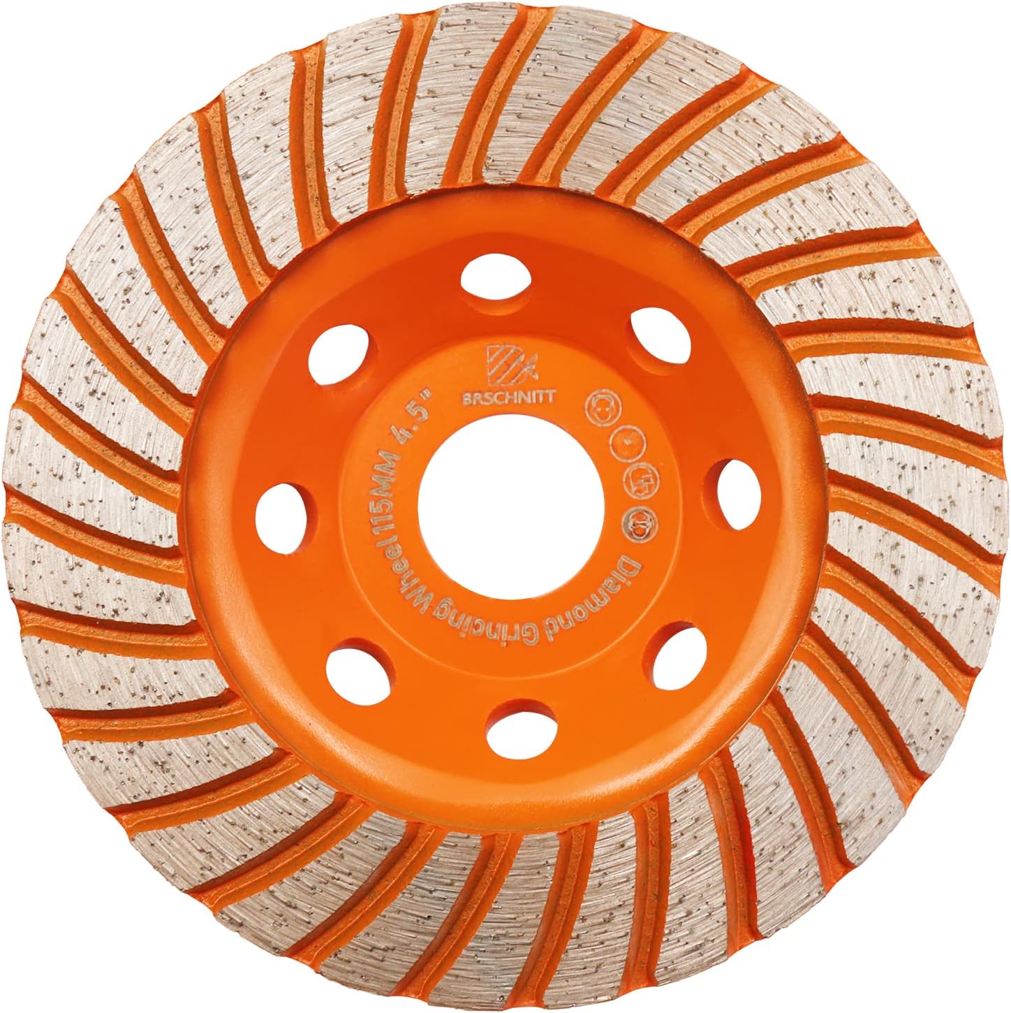 Concrete Diamond Turbo Grinding Cup Wheel,BRSCHNITT 115mm Angle Grinder Diamond Turbo Row Cutting Wheel for Grinding/Polishing/Cleaning Surface Grinding Granite,Concrete,Stone,Cement,Marble,Rock