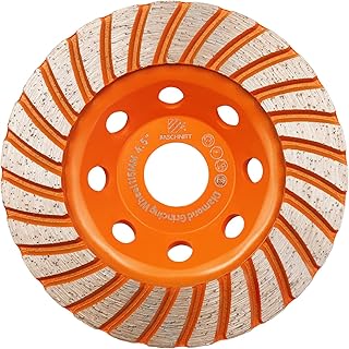 Concrete Diamond Turbo Grinding Cup Wheel,BRSCHNITT 4-1/2 inch Angle Grinder Diamond Turbo Row Cutting Wheel for Grinding/Polishing/Cleaning Surface Grinding Granite,Concrete,Stone,Cement,Marble,Rock