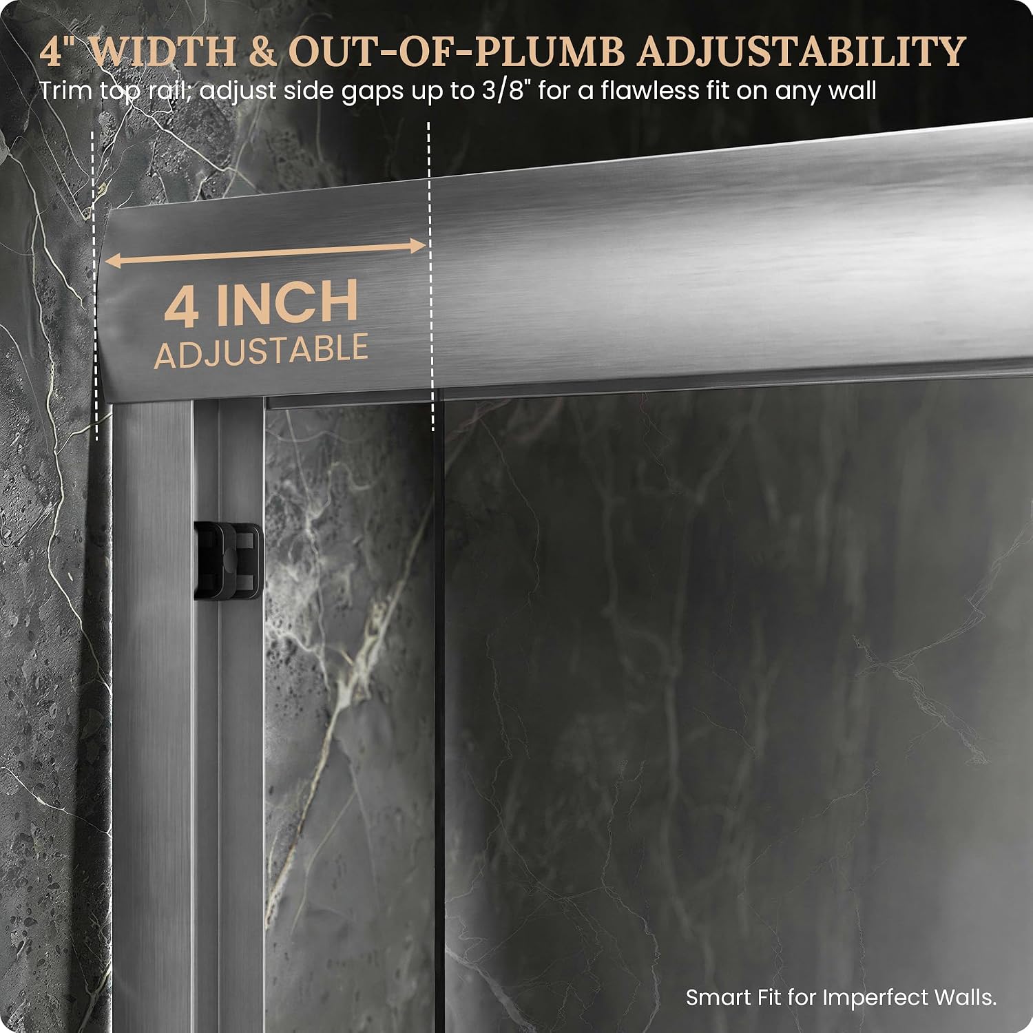 Glass Shower Door Sliding, 56-60"W x 72"H, Brushed Nickel,Clear | Fits 44-66" Wide Shower Enclosure | 1/4" Tempered Glass | Leak Proof Bottom Track | Water Repellent | Quiet Glide Rollers thumbnail