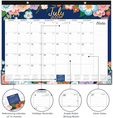 Miniatura 3 de Calendario de escritorio 2024-2025, calendario de escritorio grande 2024-2025, julio de 2024 a diciembre de 2025, 22 x 17 pulgadas, calendario de