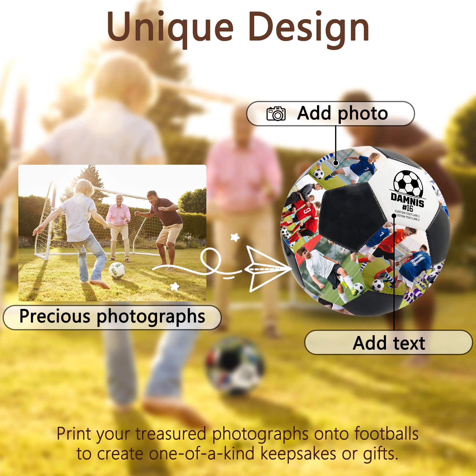 Personalisierter Fußball mit Namen und Foto, Personalisiertes Fußball-Karriere-Souvenir, Fußballgeschenke für Sohn, Tochter, Freund, Fußballfan, Vater, Trainer, Geburtstag, Abschlussfeier