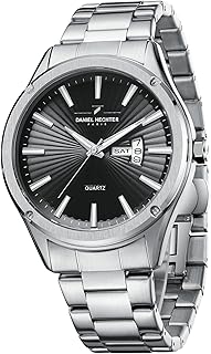 Paris Bastille Collection Analog Watch for Men with Round Dial, Stainless Steel Strap and Date Function-DHM1014