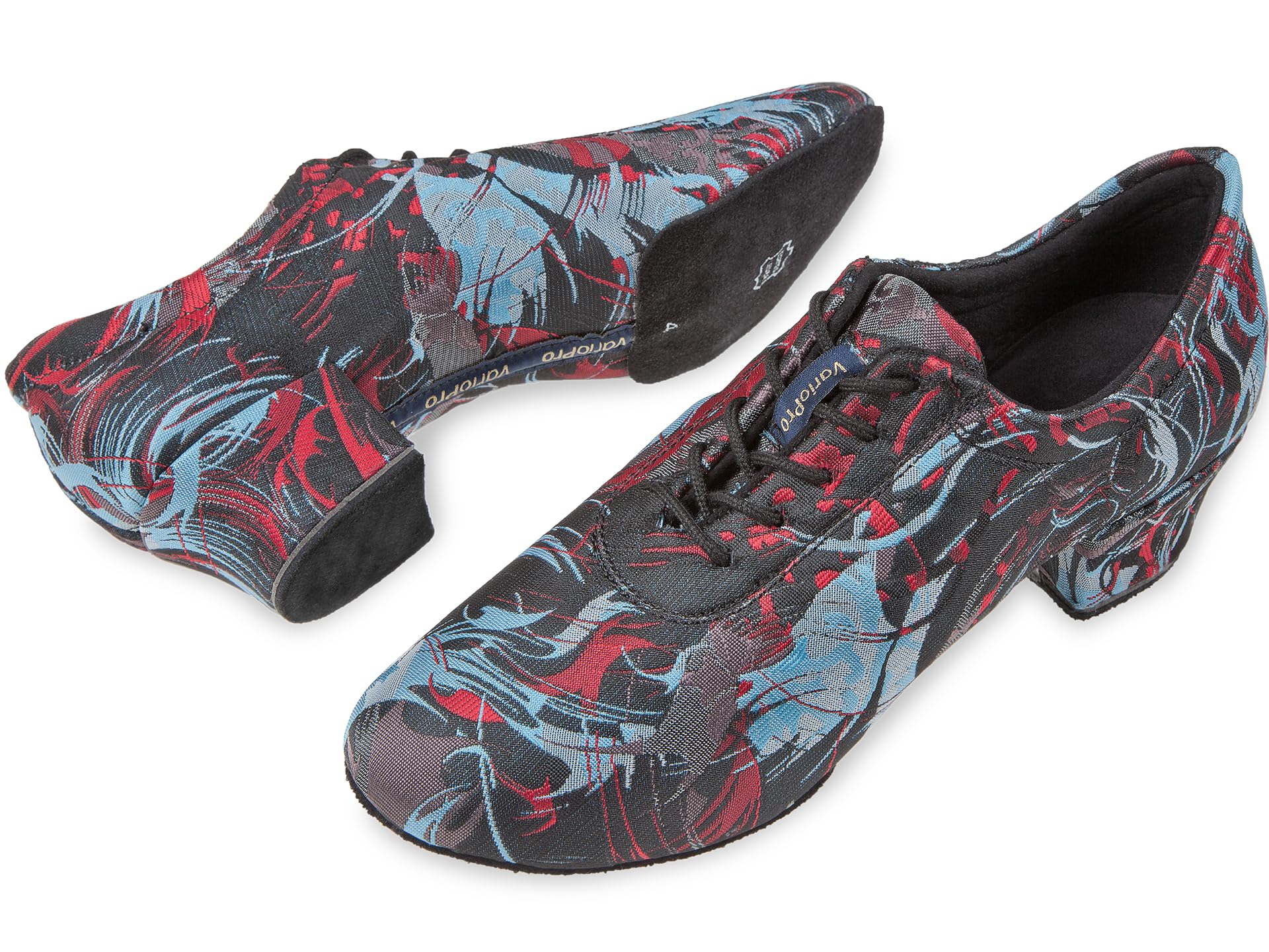 Diamant VarioPro Zapatillas de entrenamiento para mujer 189-234-628 de terciopelo negro/rojo/azul – Normal – 3,7 cm Cuban – Fabricado en Alemania