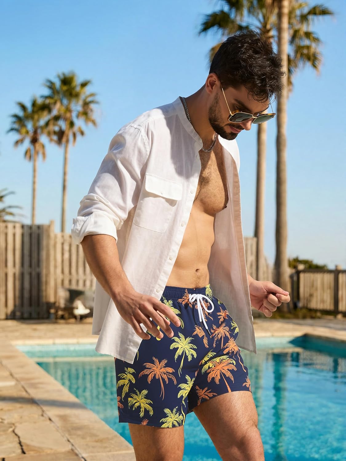 Arcweg Mens Swimming Trunks 2 in 1 with Boxer Liner 5.5" Quick Dry Swimwear Bathing Suit Swim Shorts with Zipper Pockets