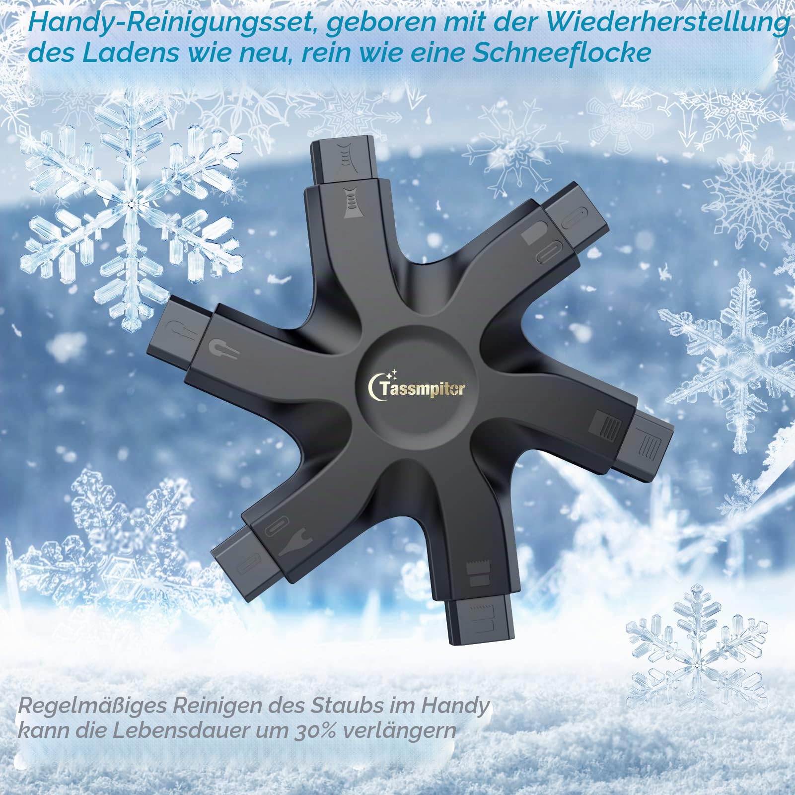 Handy Reinigungsset, iPhone Reinigungsset für Airpod iPhone, All-in-OnePhone Reinigungsset für Ladeanschluss Typ C, unzuverlässige Ladeverbindung mit Bürste reparieren