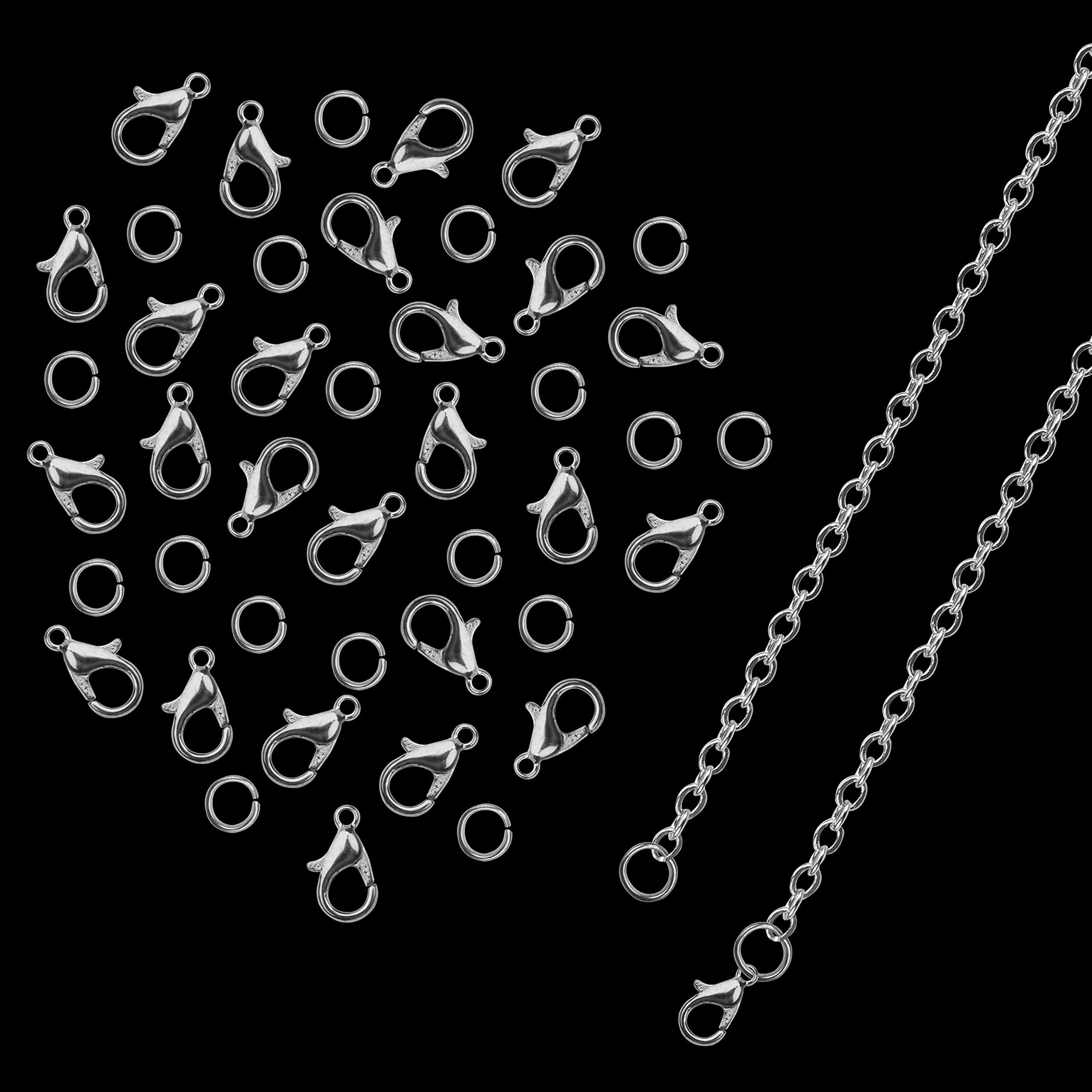 17m Gliederkette Als Meterware – 8 Rollen Silber, Mit Karabinern & Ringen, Ideal Für DIY Schmuck Und Accessoires