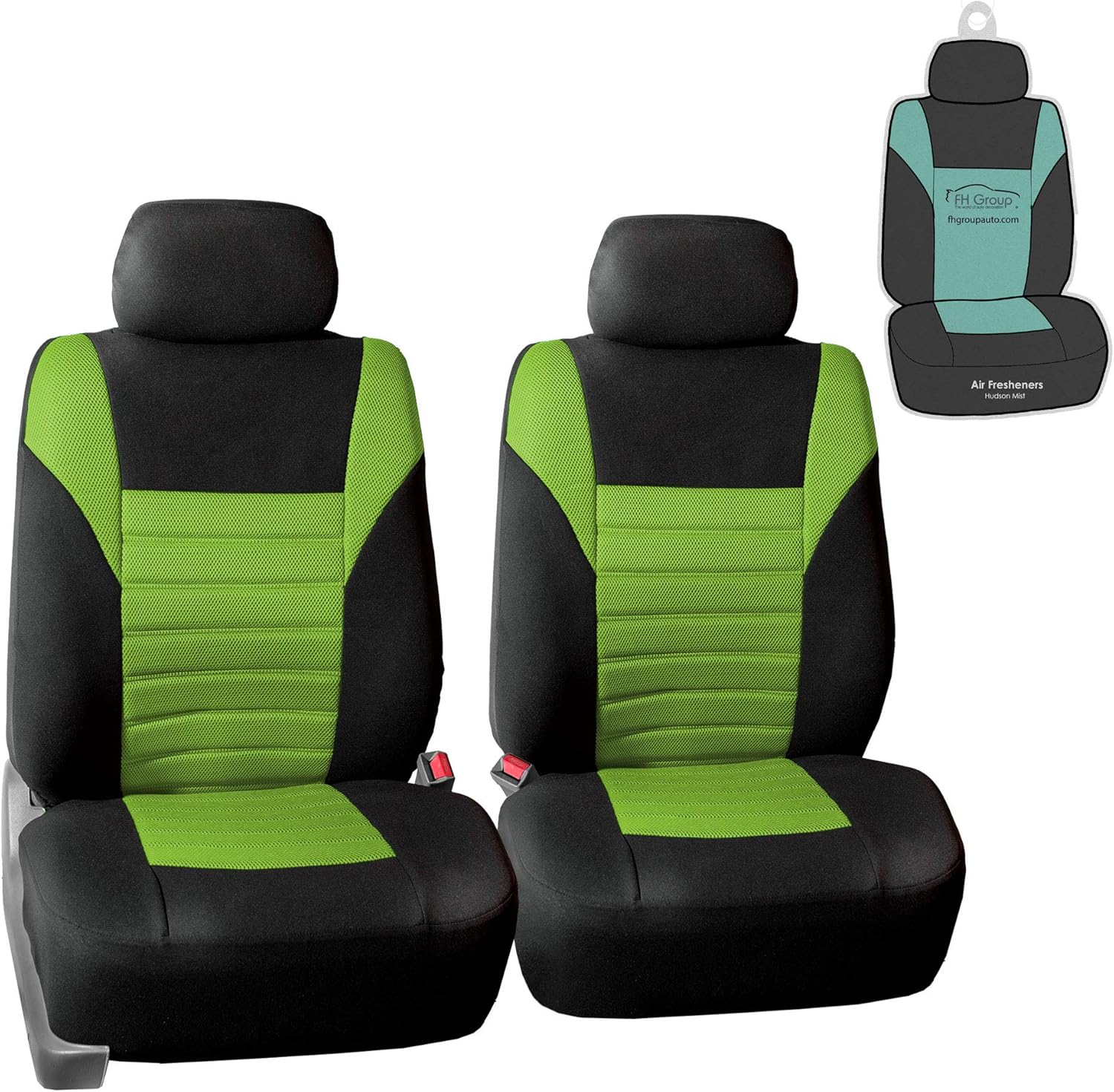 FH Group Premium 3D Air Mesh Front Car Seat Covers, Green and Black