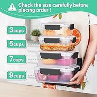 Vista 3 de YORY 5 cup Plastic Food Storage Containers with Lids Nestable Freezer Dishwasher Safe Rectangle Meal Prep Container Set,5-Pack