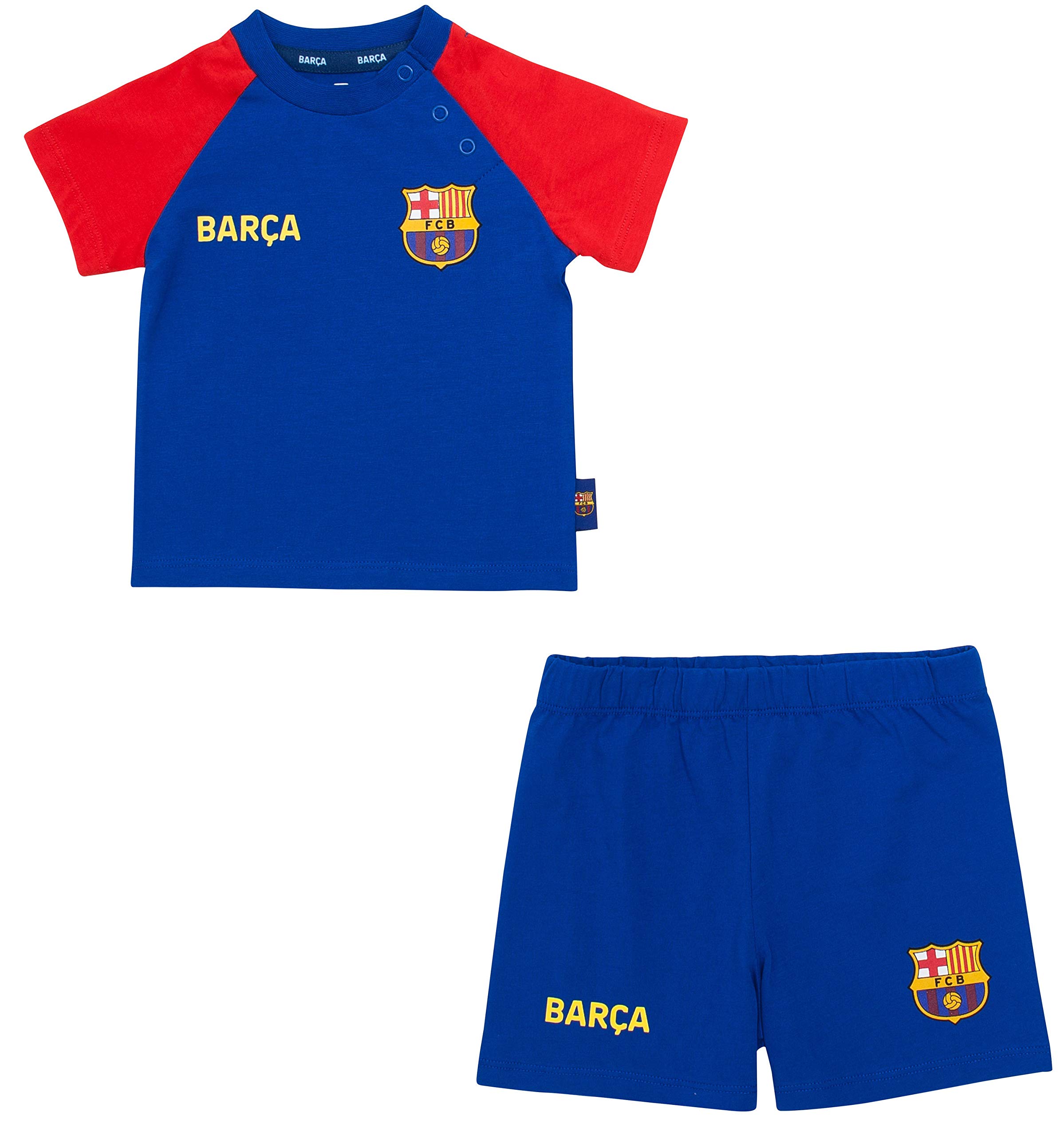 FC Barcelona Conjunto bébé Camiseta de algodón + Pantalones Cortos Barca - Colección Oficial Talla bebé