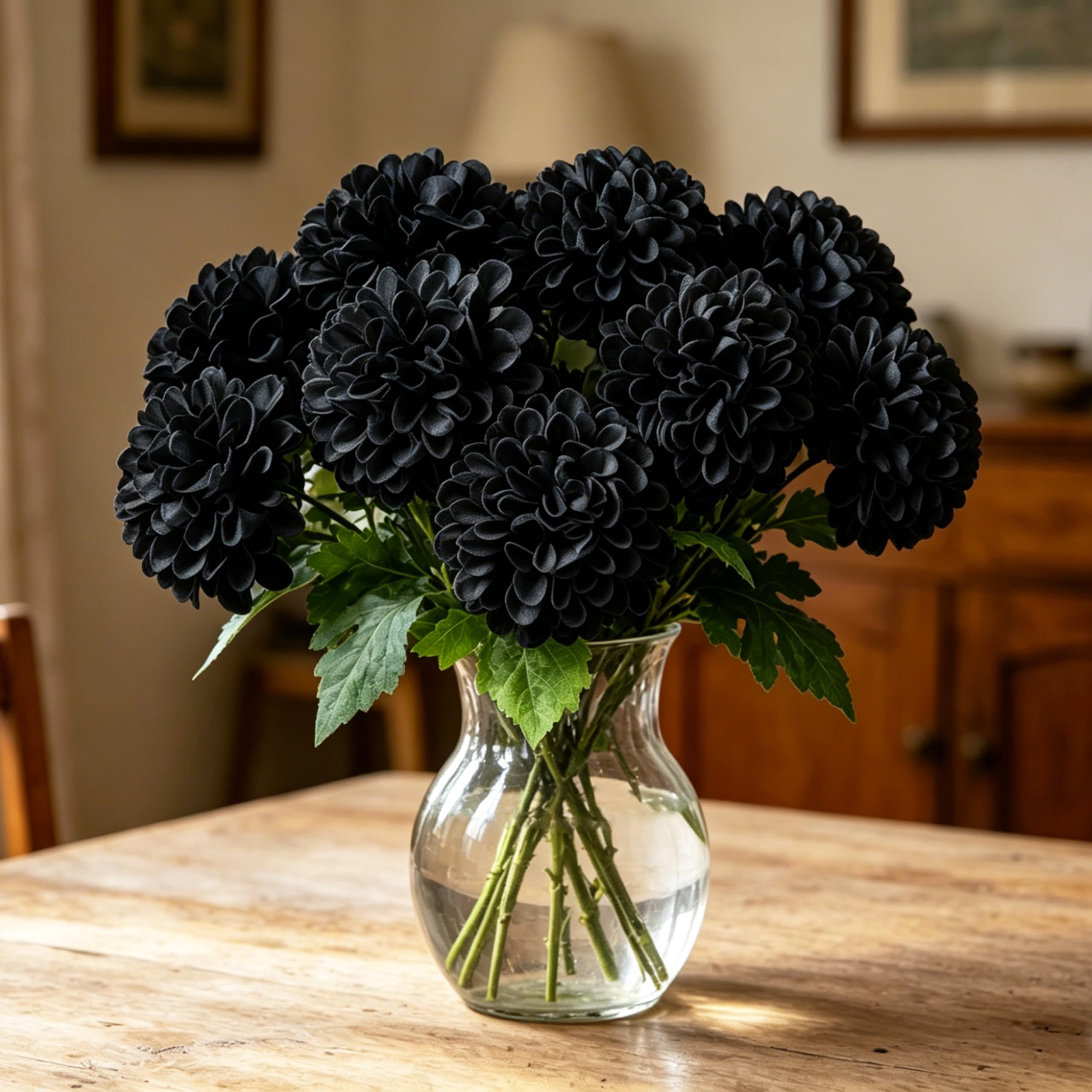Fleurs en mousse synthétique noire XIANNVXI pour arrangement floral sans entretien de vase