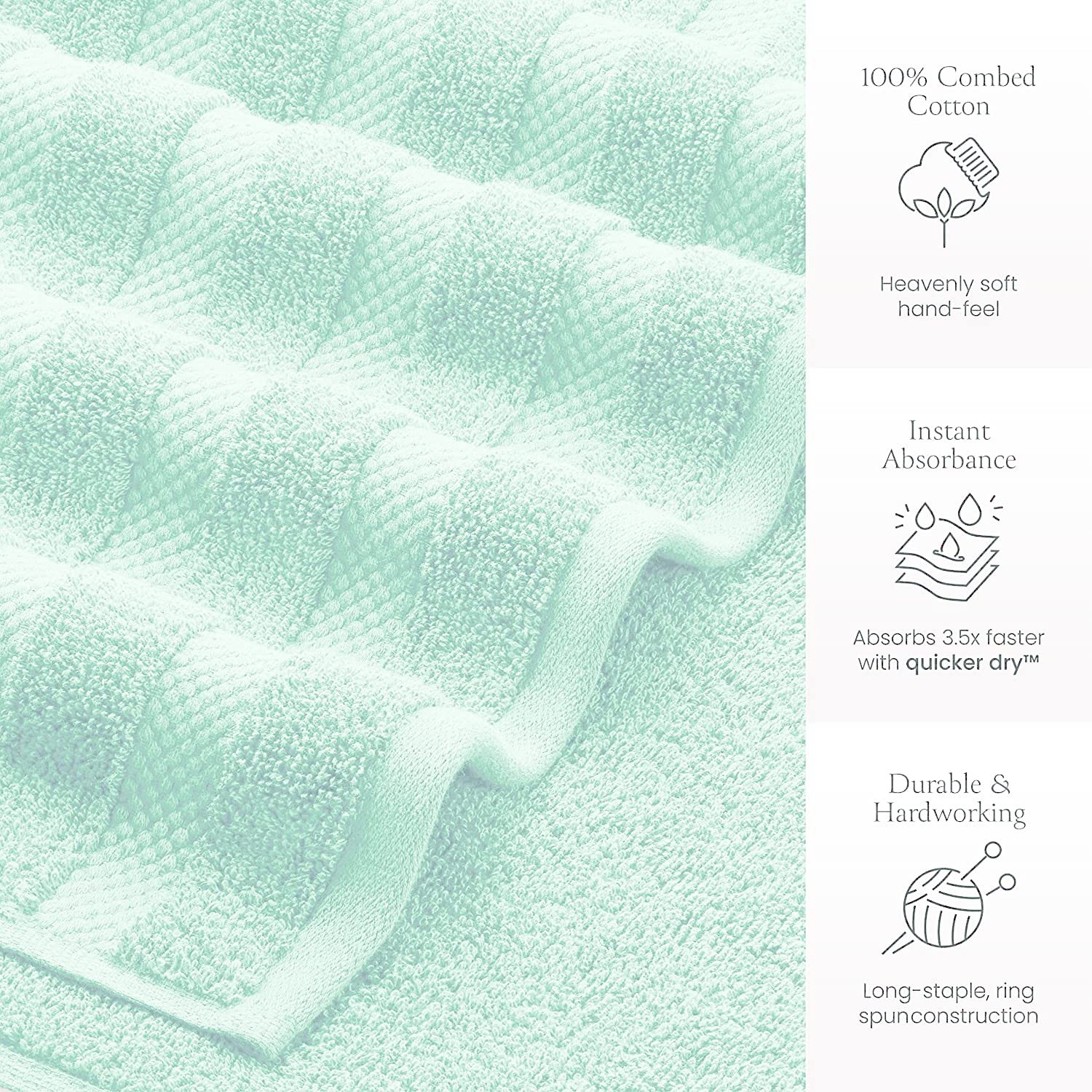 Confezione da 2 lenzuola extra large (100 x 200 cm-600 GSM) in puro cotone egiziano per bagno, spiaggia, piscina (Aqua, Cotone)