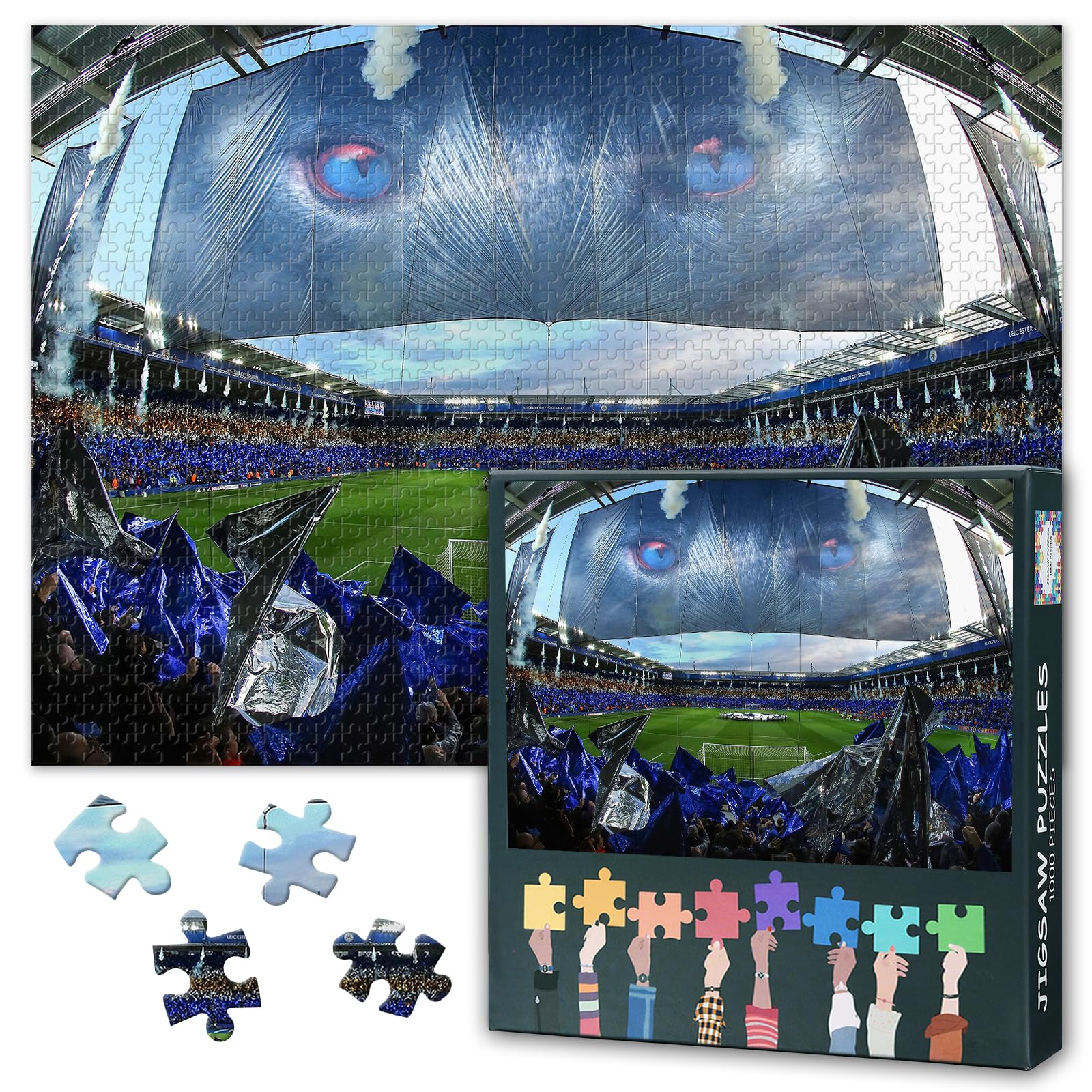 Leicester City FC Wallpapers 1000-Piece Puzzle – Sports Stadium Football Field Jigsaw Puzzles Perfect Weekend Activity for Solo or Group Play 50x70cm Final Image