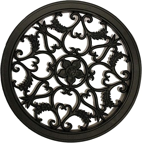 Nuvo Iron Decorative Insert for Fencing, Gates, Home, Garden - Round, 15″ Diameter, Black