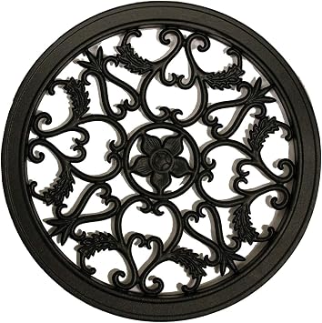 Nuvo Iron Decorative Insert for Fencing, Gates, Home, Garden - Round, 15 Diameter, Black