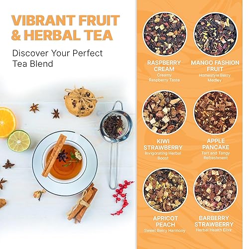 Miniatura 7 de Prime Tea - Juego de muestras de té de frutas, 10 onzas, caja de té de frutas variada con mezclas de té de hojas sueltas de hierbas, frutas