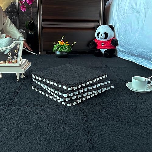 16 azulejos de espuma entrelazados lanudo de 12 x 12 pulgadas, 16 pies cuadrados, alfombras protectoras para niños, alfombras protectoras para