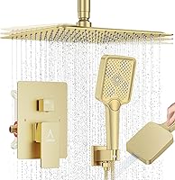 Vista 21 de Sistema de Ducha Moderno de Lluvia de Latón Juego de Grifería con Válvula y Desviador Mezclador de Ducha con Ducha de Mano de Alta Presión Válvula