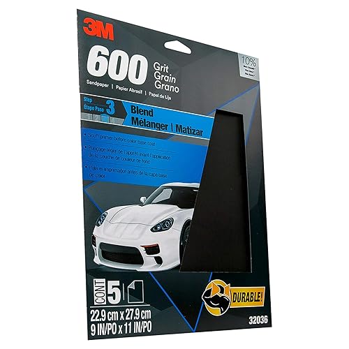 3M Wetordry - Papel de lija 32036, grano 600, 9 x 11 pulgadas, 5 hojas por paquete