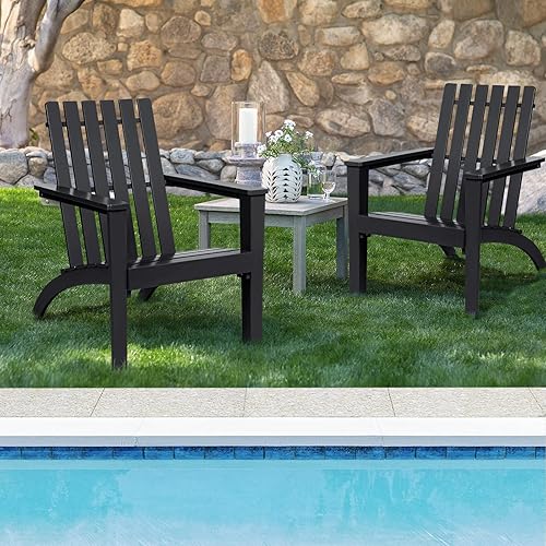 Miniatura 7 de Giantex Adirondack - Juego de 4 sillas de madera de acacia para exteriores, capacidad de peso de 350 libras, sillas de fogata resistentes a la