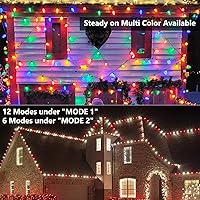 Vista 4 de Brizled Luces de Navidad RGB C9 para exteriores, 66 pies, 100 luces LED que cambian de color, luces de Navidad con control remoto conectables, luces