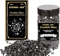 Vista 10 de Syedra - Vidrio triturado para manualidades, chips triturados de alto brillo, piezas de vidrio roto, bar, jarrón, decoración de jardín, 0.118-0.236