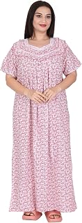 SGDP Women's Pure Cotton Night Gown| Comfortable Fit - Floral Printed Nightwear/Maxi/Nighties with Full Ankle Length| Nigh... Price In India