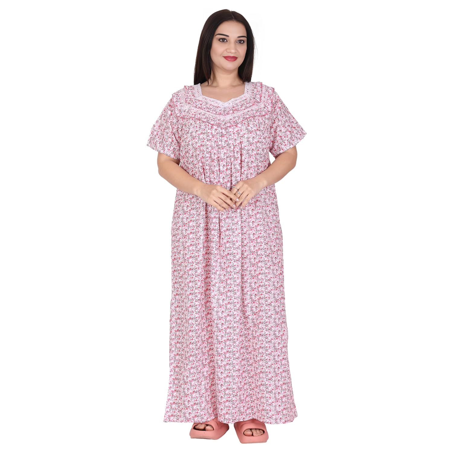 SGDP Women's Pure Cotton Night Gown| Comfortable Fit - Floral Printed Nightwear/Maxi/Nighties with Full Ankle Length| Nigh... - Review, Price and Buying Guide