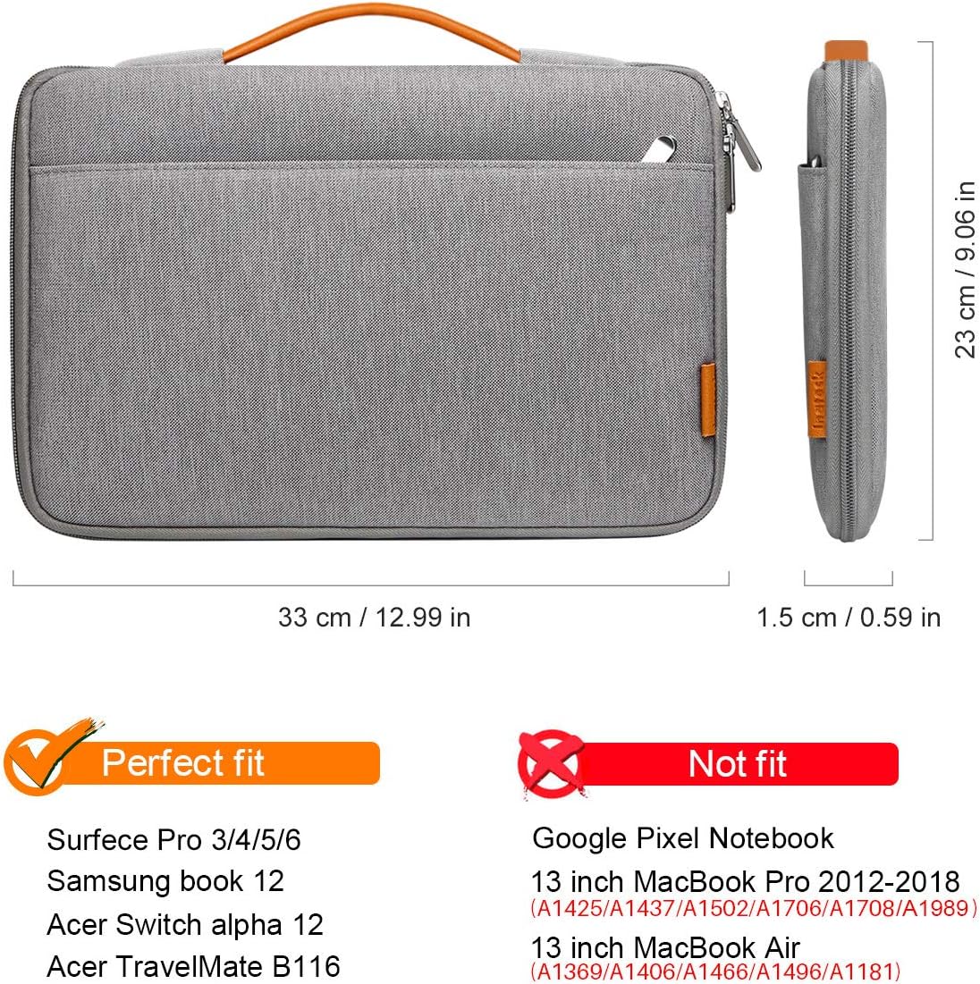 Inateck 12.3 Inch Sleeve Compatible with Microsoft New Surface Pro 2018, Surface Pro X/7/6/5/4/3 Sleeve Carrying Case Laptop Tablet Bag Briefcase - Dark Gray