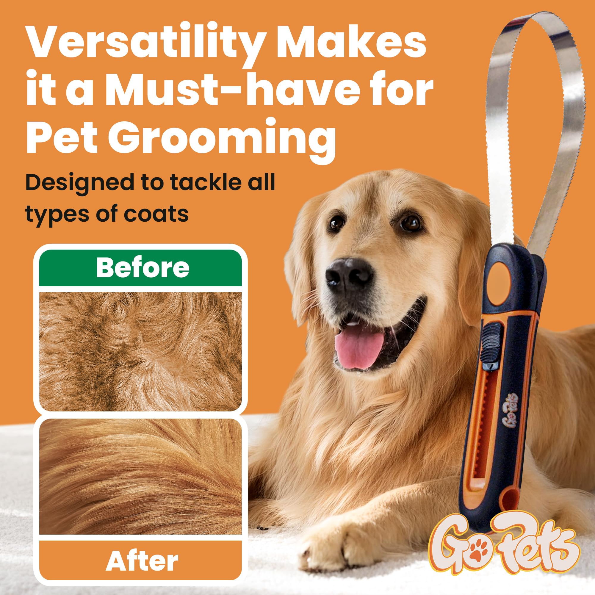 HATELI Dual Head Undercoat Rake Shedding Brush Pet Grooming Undercoat Rake Comb