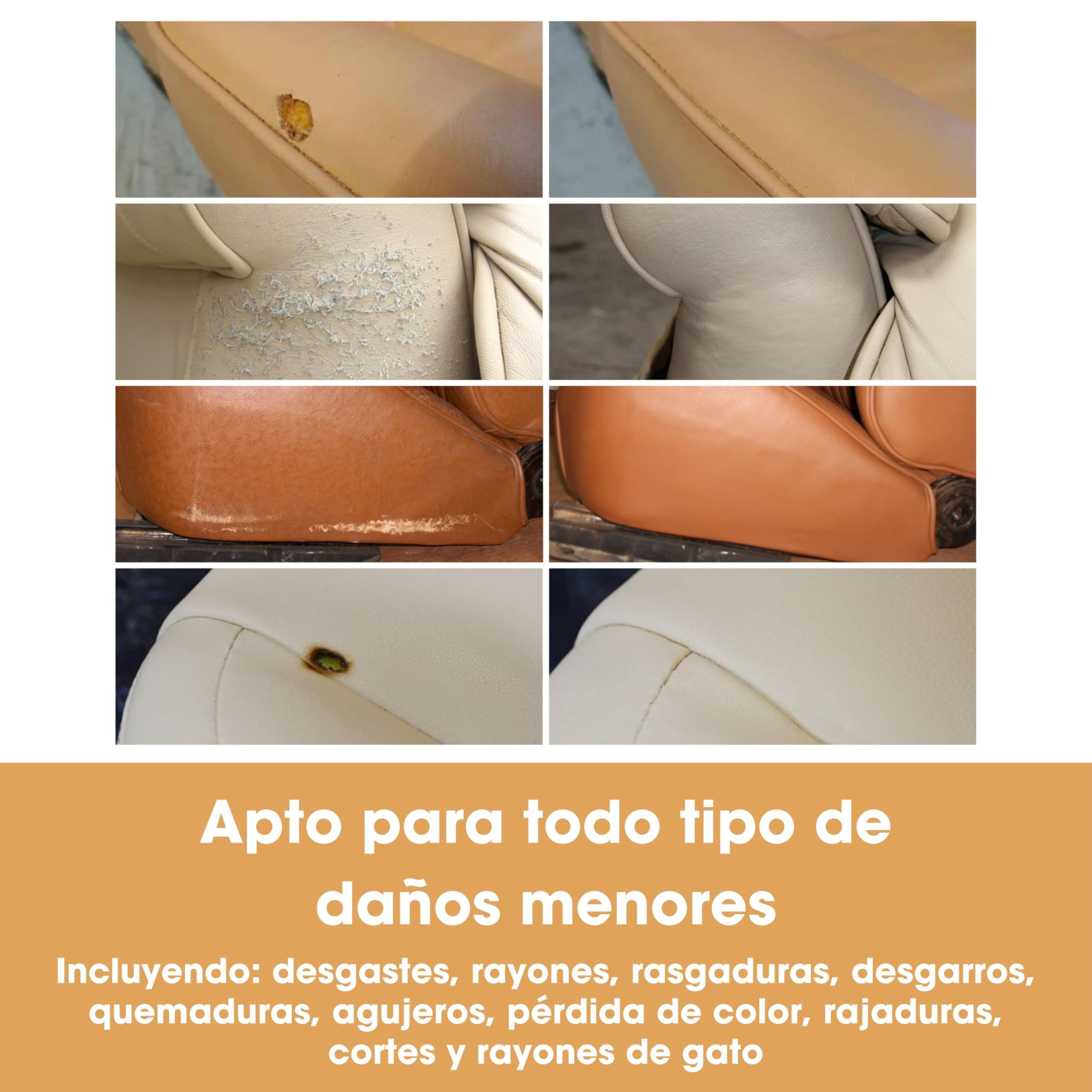 Furniture Clinic Kit Completo de Reparación de Cueros - 12 Opciones de Colores para Sofás, Asientos de Coche - Remienda, Rellena y Retoca Arañazos, Desgarros y Otras Áreas Dañadas (Gris)