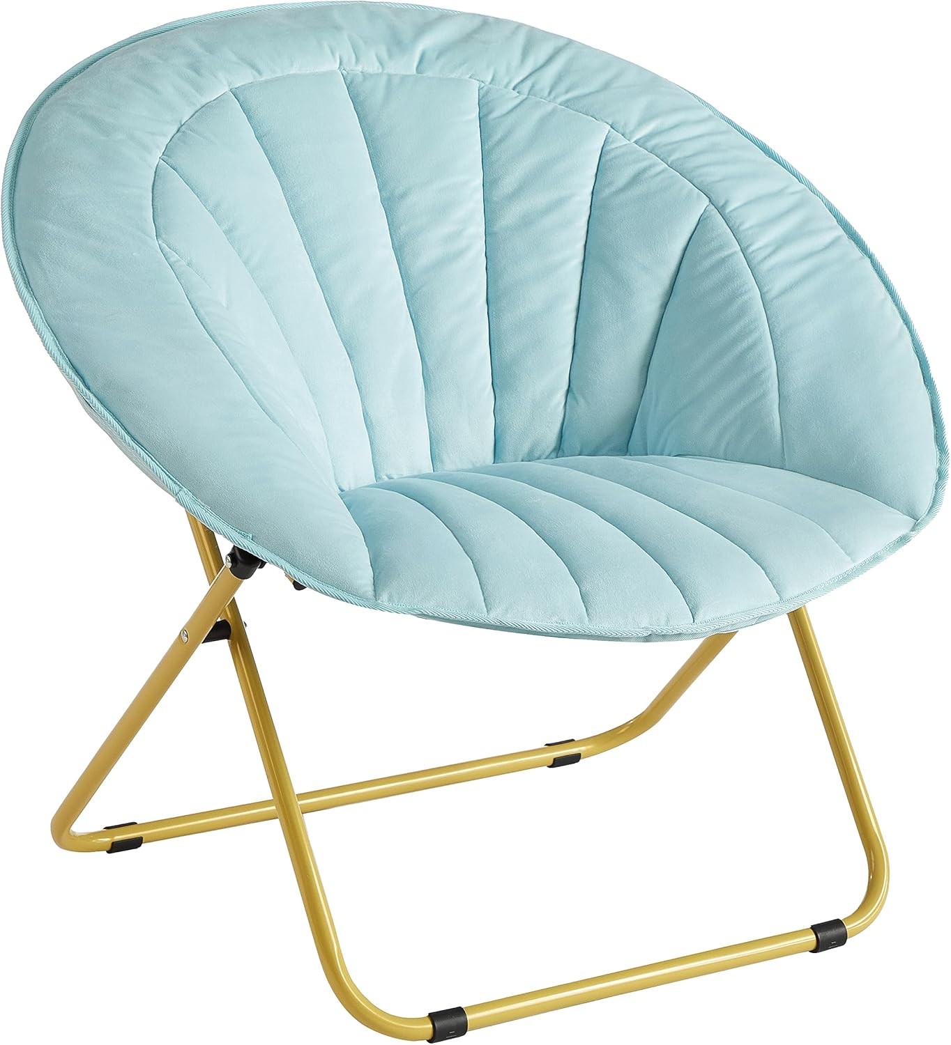 Urban Lifestyle Velvet Channel Stitch Saucer Chair, Blue