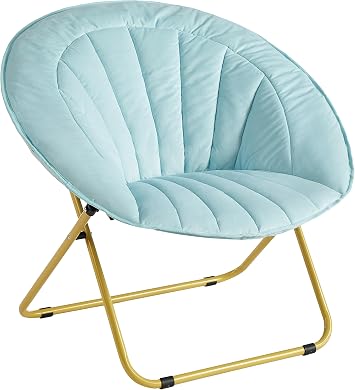 Urban Lifestyle Velvet Channel Stitch Saucer Chair, Blue
