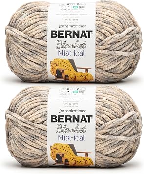 Bernat Blanket Mist-ical Crochet Soft Chenille Yarn, Gray Cloud, 2-Pack