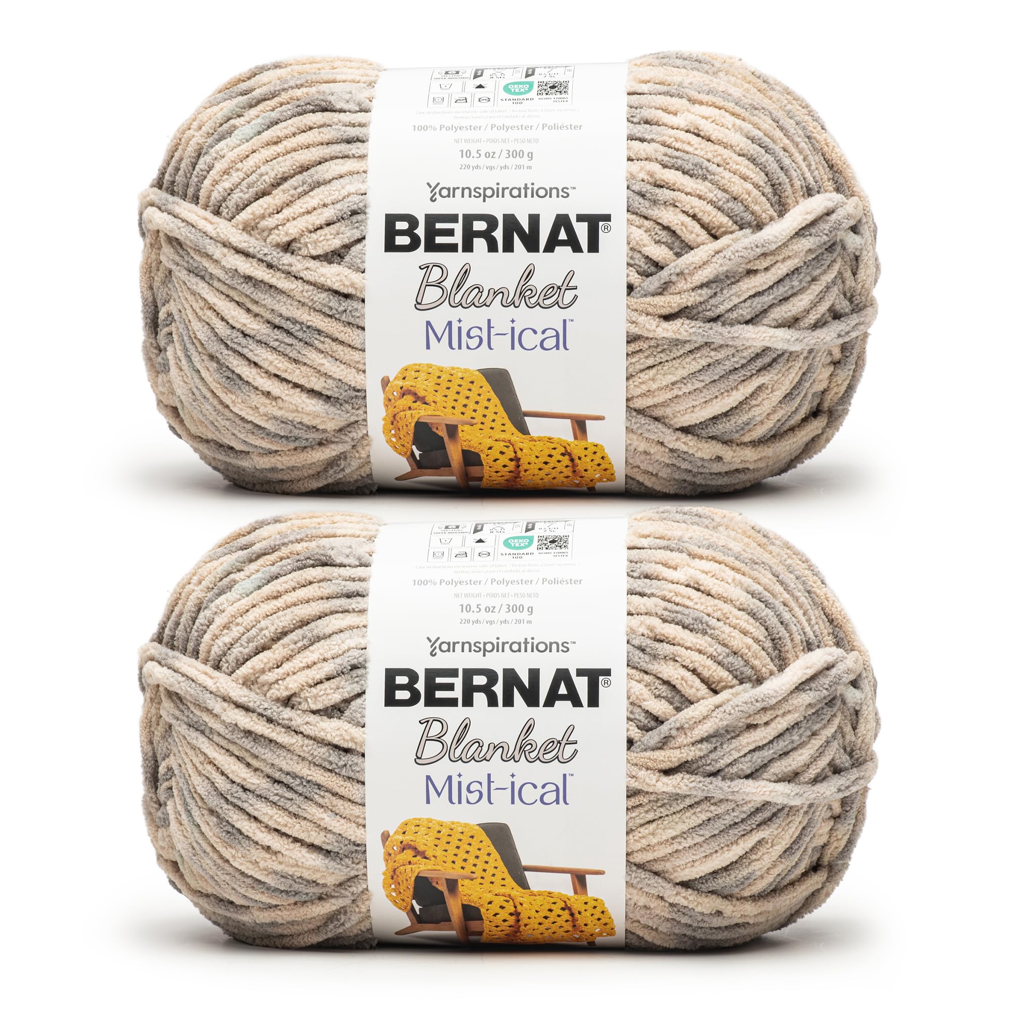Amazon.com: Bernat Blanket Mist-ical Gray Cloud 2 Pack of 300g Yarn