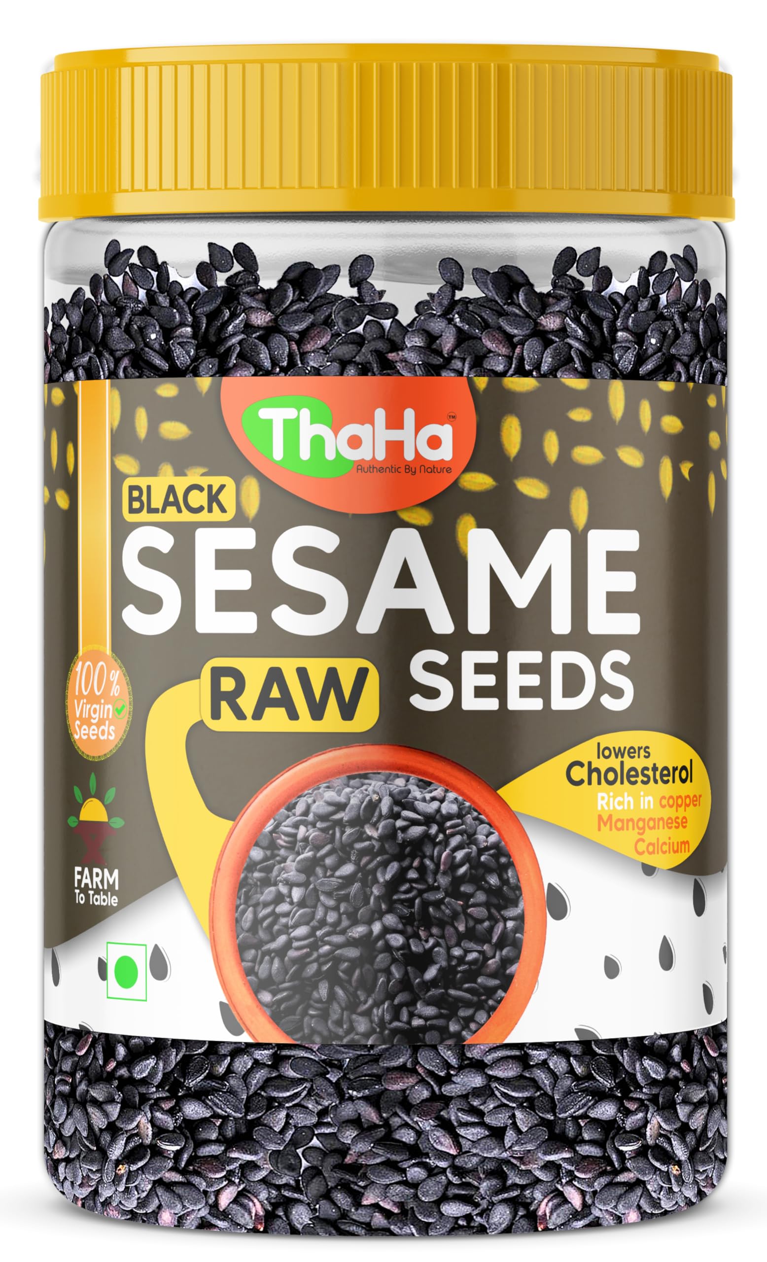 Thaha Raw & Virgin Black Sesame Seeds 400 GM | 100% Clean and Natural Black Til | Til Seeds for Eating