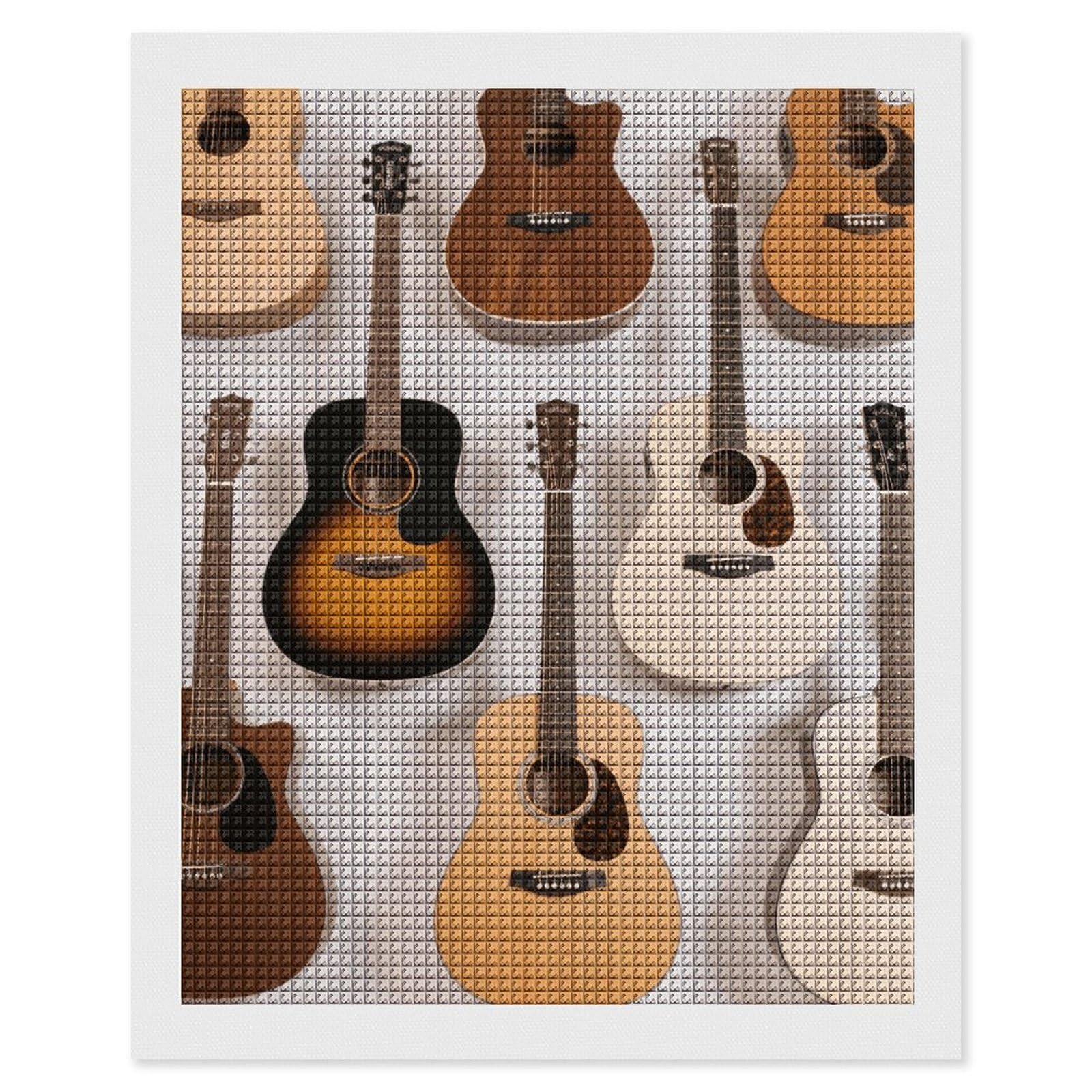 FodPand Guitars 5D Diamond Painting Kits for Adults Beginners Full Drill Square Diamond Dots Pictures Gem Art Supplies for Home Wall Room Decoration DIY Craft Set Gift 16x20