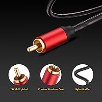 Vista 5 de Cable RCA de 3 pies, 0.138 in macho a 2RCA macho, cable adaptador de audio estéreo de nailon trenzado, cable AUX RCA Y para teléfonos inteligentes