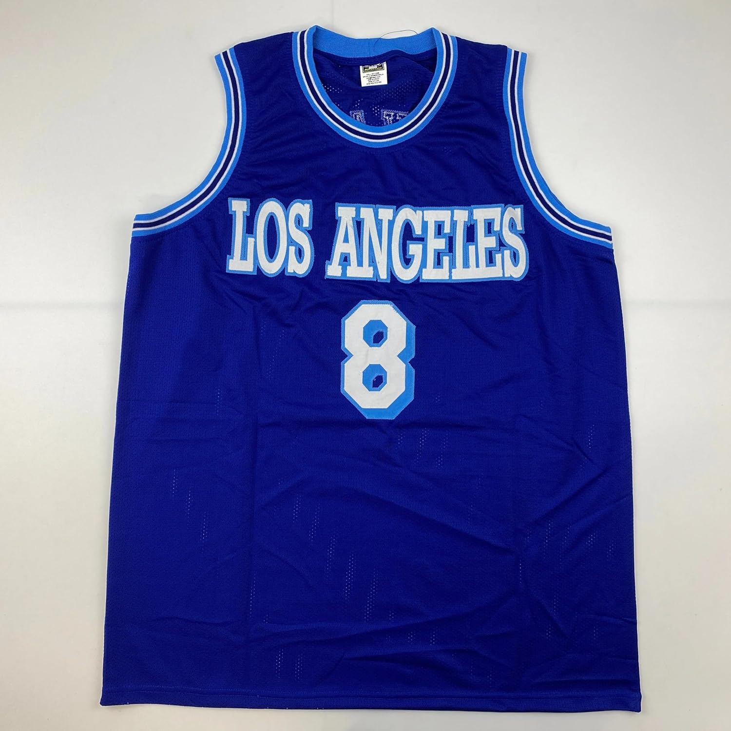 Facsimile Autographed Kobe Bryant #8 Los Angeles LA Retro Blue Reprint Laser Auto Basketball Jersey Size Men's XL - Image 3